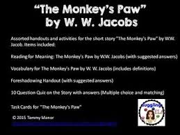 The Monkey S Paw Assorted Handouts And Activities Pre Reading Activities Short Story Lesson The Monkey S Paw