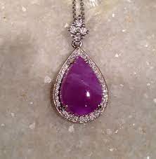 Beautiful Purple Magenta Gel Sugilite Pendant Surrounded By Fine White Diamonds Colgantes