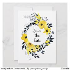 Affordable and search from millions of royalty free images, photos and vectors. Sunny Yellow Flowers Wedding Save The Date Zazzle Com Yellow Wedding Flowers Wedding Saving Yellow Wedding Invitations
