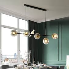 black linear island chandelier with