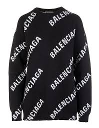 Download for free the balenciaga logo in vector (svg) or png file format. Woman Black Oversized Sweater With All Over Diagonal Logo Balenciaga Russocapri