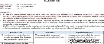 Berikut materi pelajaran seni budaya kelas vii smp/mts kurikulum 2013 edisi revisi terbaru untuk semester 1 dan semester 2 lengkap: Silabus Seni Budaya Kelas 7 Smp Mts K13 Revisi Terbaru Websiteedukasi Com