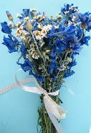 Mixed Blue Dried Flower Bunch Exclusive To Daisy Gifts Ltd With Delphiniums Cornflowers Feverfew Other Flowers Http Dried Flowers Flowers Bunch Of Flowers