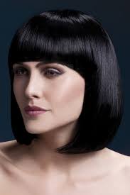 Black Bob With Bangs Wig Styleable Black Bob Wig By Fever Wigs N Wings Accessories Violet S Box Buy And Hire Vintage Clothing Corsets And Short Bob Hairstyles Wigs Sleek Bob