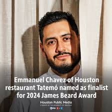 Emmanuel Chavez (@dishwasher89), the chef and owner of Tatemó, was named a  James Beard Award finalist for Best Chef in Texas, a year after his  restaurant was a finalist in the national