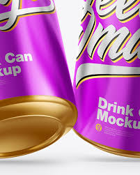 Glossy Metallic Drink Cans Mockup In Can Mockups On Yellow Images Object Mockups