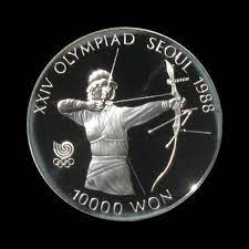 South Korea 1987 10000 Won Coin 925 Silver Proof Olympics Archery Olympic Archery World Coins Coins