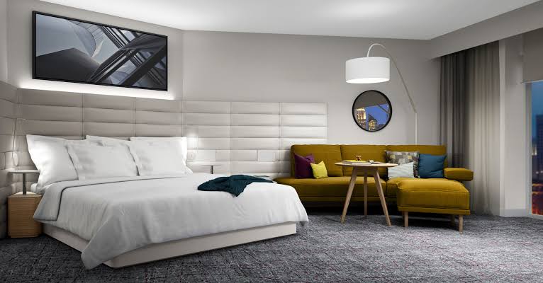 Crowne Plaza WorkLife room executive layout, AI generated