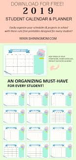 Free School Calendar 2019 2020 With Weekly Student Planner School Calendar Student Calendar Student Weekly Planner