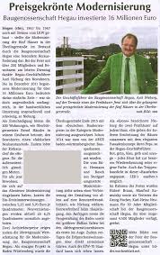 Wochenblatt singen, 12.03.2021 stadt singen und baugenossenschaft hegau schließen südkurier konstanz, 26.01.2021 weiter riesiger bedarf an wohnungen pressebericht lesen. Baugenossenschaft Hegau Presseberichte 2