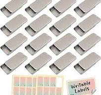 Slide Top Tin Containers for Lip Balm, Solid Perfume (0.5 oz, 16-Pack,  w/Labels) - (Small) Empty Cosmetics Metal Boxes with Sliding Lids (Frosted  ...