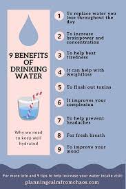 Studies have also shown that drinking adequate amounts of water may reduce the risk of bladder infections and urinary tract infections, including cystitis, in women. 9 Benefits Of Drinking Water Planning Calm From Chaos Benefits Of Drinking Water Water Health Alkaline Water Benefits