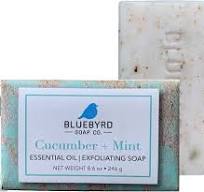 BLUEBYRD Soap Co. Barra de jabón exfoliante de pepino y menta, barras de  jabón grandes 100% veganas de prensa en frío, perfumadas con aceites ...
