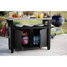 keter unity xl resin serving station all weather plastic and metal grill storage and prep table graphite walmart com in 2021 patio storage outdoor kitchen outdoor bbq