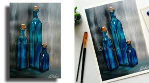 Easy Acrylic Painting Still Life Step By Step Painting Relaxing Glass Bottle Painting Youtube Bottle Painting Step By Step Painting Painting Still Life