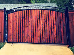 Metal gates with wood inserts. Custom Iron Gate With Cedar Inserts Gladiator Fence
