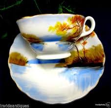 Scenic Hand Painted Wales China Japan Swan On Lake Demi Tea Cup Saucer Set Tea Cups China Tea Cups China Tea