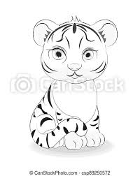 Free printable coloring pages of tiger download and print for kids. Tiger Cub Coloring Book Coloring Book Cute Baby Tiger Symbol 2022 2034 New Year Picture In Hand Drawing Cartoon Style Canstock