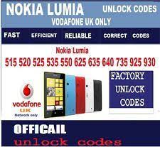 Unlock Code Nokia Lumia 930 830 630 625 530 635 735 720 Any Lumia Vodafone Uk For Sale Online Ebay