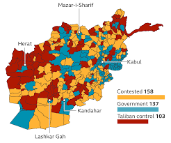 Where the map shows a district is under taliban control it means the administrative centre, police headquarters a bbc study in 2017 showed the taliban were in full control of a number of districts. Tbuajowioa7hkm