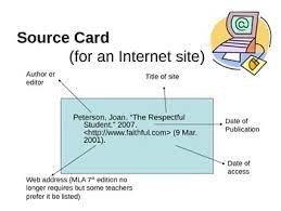 Write the correct bibliographical mla reference for the. Mla Format Research Paper Source Card Instructions Mla 7th Ed By Acmorales