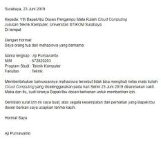 Bangun rejo, 16 maret 2019. 11 Contoh Surat Izin Tidak Masuk Kuliah Untuk Mahasiswa Yang Baik Dan Benar Ibnuilyas