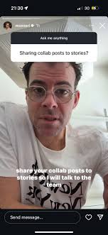 Adam really doesn't know his own app. You can share collab posts to stories.