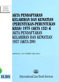 Akta pendaftaran kelahiran dan kematian 1957 by dsp victor gopal maktab pdrm kl cheras, selangor. Maklumat Buku Tajuk Buku Akta Pendaftaran Kelahiran Dan Kematian Peruntukan Peruntukan Khas 1975 Akta 152 Akta Pendaftaran Kelahiran Dan Kematian 1957 Akta 299 Hingga 15hb Februari 2001 Nama Penulis Nama Penerbit