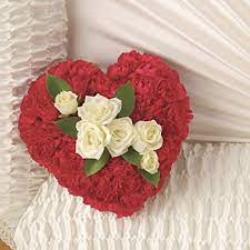 Funeral flowers from great grandchildren. Red Heart Casket Accent Funeral Flowers