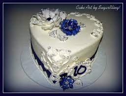 Blue And Silver Anniversary Anniversary Heart Shaped Cakes Wedding Anniversary Cakes Silver Wedding Cake