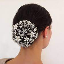 Image Of Pearl And Crystal Wedding Hair Accessory Bun Cover Click To View Crystal Wedding Hair Accessories Hair Accessories Bun Wedding Hair Accessories