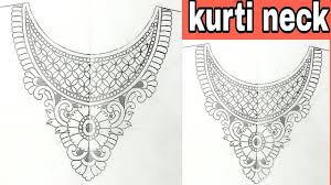 Neckline sketch for embroidery salwar kameez and suits,dra. Embroidery Suit Neck Design In Line Draw How To Neck Embroidery Kameez For Machine Farjan Drawing Youtube