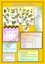 Check spelling or type a new query. Leisure Activities Esl Worksheet By Danhim