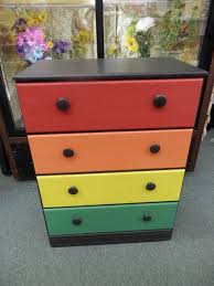 Black And Orange Dresser Vintage Shabby Chic Lifesaver 4 Drawer Red Orange Yellow Green Black Dresser Repurposed Upcycled Painted Wood Craft Storage Craft Storage Drawers Painted Wood Crafts Craft Storage