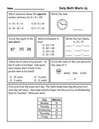 Math For Second Grade First Trimester Daily Math Math Review Worksheets Math