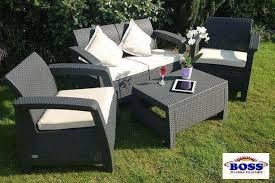 Plastic development group 4 foot round fold in half folding banquet table and 4 pack of outdoor plastic folding party chair, white. Boss Rattan Sofa Set Lavish Boss Furniture Outlet Facebook