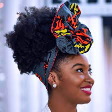 Turban Wax Ankara Headwrap Orange Headwrap Women S Etsy Scarf Hairstyles Natural Hair Styles Natural Hair Styles Easy