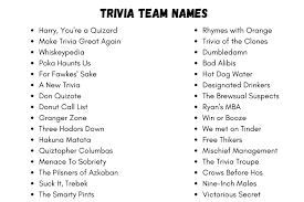 Oct 11, 2019 · trivia team names from the office. Clean Trivia Team Names 350 Best Names For Your Trivia Team