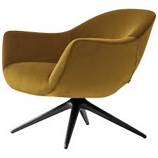 Mad Revolving Armchair In Ochre Yellow Velvet By Marcel Wanders For Poliform Leather Armchair Modern Yellow Chair Revolving Chair