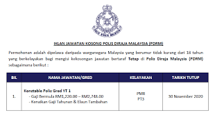 399 kekosongan jawatan terkini dibuka jabatan kastam diraja malaysia ~ minima stpm layak memohon! Permohonan Jawatan Kosong Polis Diraja Malaysia Pdrm Kelayakan Pmr Pt3