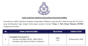 Syarikat kontena nasional menjemput semua calon yang berminat serta memenuhi syarat untuk. Permohonan Jawatan Kosong Polis Diraja Malaysia Pdrm Kelayakan Pmr Pt3