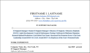 it support manager resume example