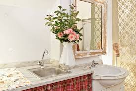 clean retro bathroom sink stock photo