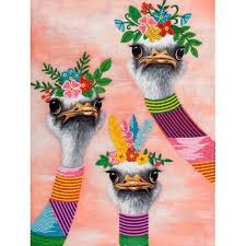 Fashion Partybead Embroidery Set Funny Ostriches Etsy Pop Art Animals Animal Paintings Art