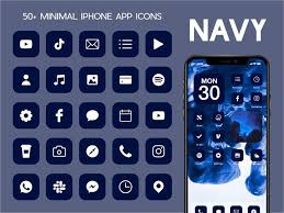 Navy Blue Ios 14 App Icons App Icon Ios App Icon Iphone App Design