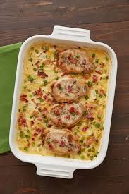 Pork Chops With Cheesy Scalloped Potatoes Pork Chops Bacon And Cheesy Scalloped Potatoes Make A Simple Famil Recipes Scalloped Potatoes Cheesy Pork Recipes