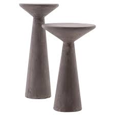 Mika Industrial Bazaar Dark Grey Concrete Pedestal Accent Tables Set Of 2 In 2020 Outdoor Accent Table Accent Table Accent Table Sets