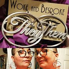 Pronouns Earrings, Silver Metallic Tone Biodegradable Plastic, 3D Printed