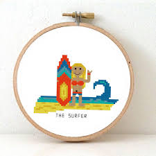 Welcome to free cross stitch & needlework patterns at allcrafts where you can find hundreds of free patterns and projects. 2 X Surfer Cross Stitch Pattern Beach Cabin Decor Studio Koekoek Modern Embroidery