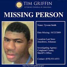 Tywone Smith has been missing since October of 2009. He was last seen in  Jonesboro, Arkansas. If you have any information about him, please contact  the Craighead County Sheriff's Office at (870) 933-4551.  #missingpersonmonday